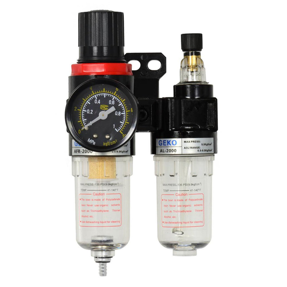 Separatore d'acqua e olio ad aria compressa, riduttore di pressione per compressore, filtro regolatore con manometro 1/4 " Geko