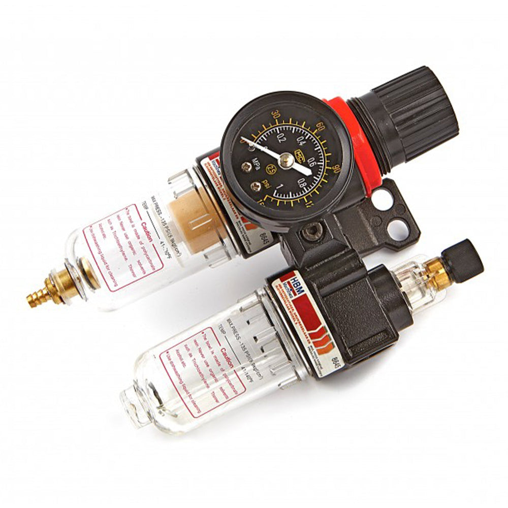 Separatore d'acqua e olio ad aria compressa, riduttore di pressione per compressore, filtro regolatore con manometro 1/4" Hbm modello 2