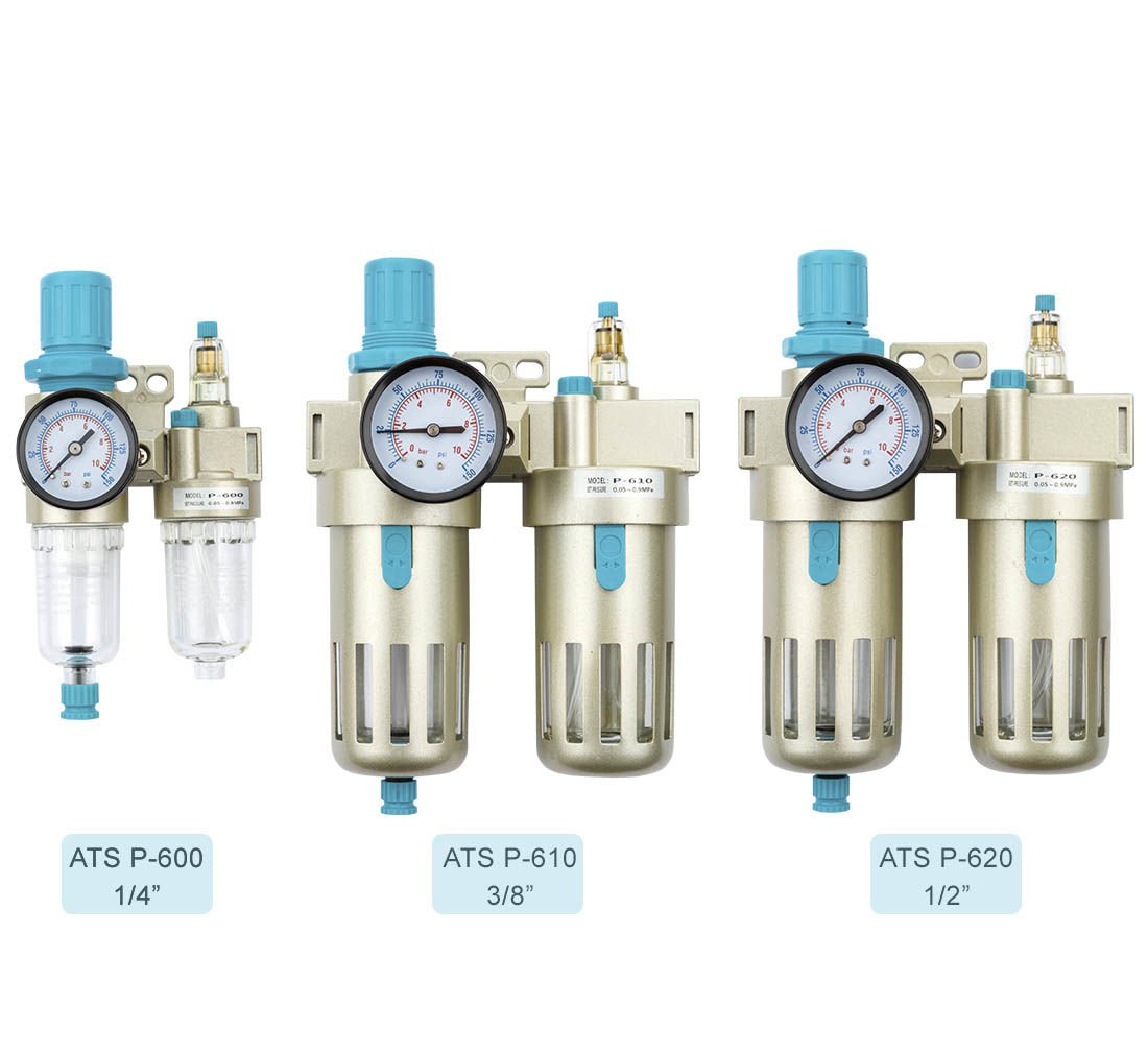 Separatore d'acqua e olio ad aria compressa, riduttore di pressione per compressore, filtro regolatore con manometro 1/4 " P600