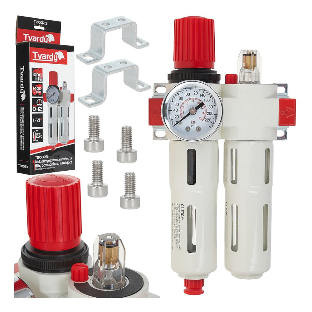 Separatore d'acqua e olio ad aria compressa, riduttore di pressione per compressore, filtro regolatore con manometro 1/4 " Tvardy