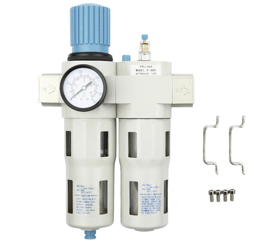 Separatore d'acqua e olio ad aria compressa, riduttore di pressione per compressore, filtro regolatore con manometro 3/4 " P-680 Pro Maxi