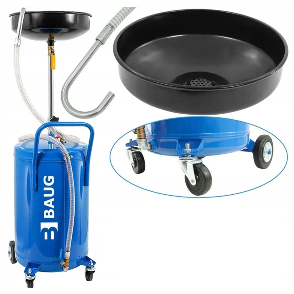 Serbatoio di scarico e cambio dell'olio, drenaggio , trasferimento del carburante fluido, imbuto regolabile in altezza, con valvola di regolazione della pressione, 70 litri Baug