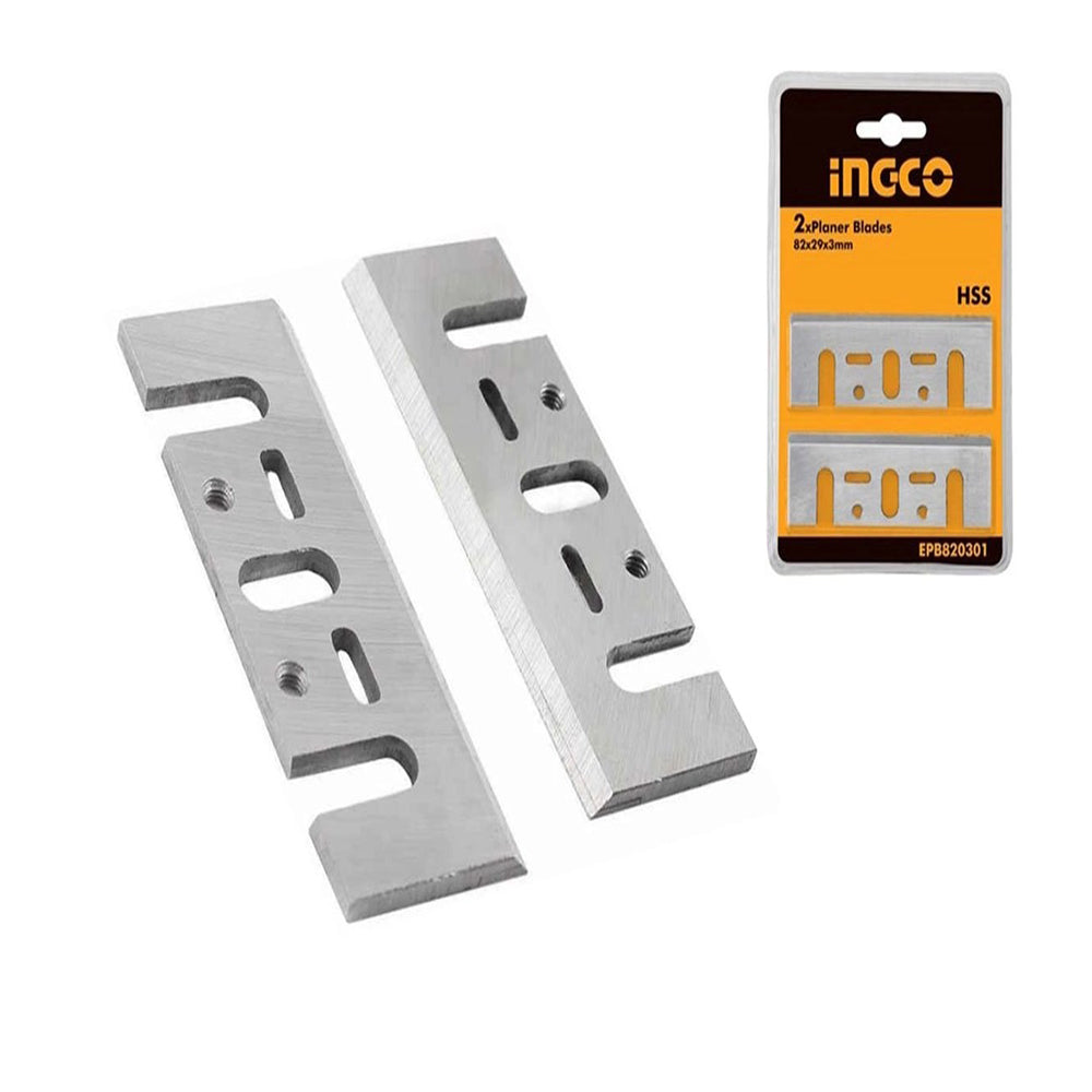 Lame per pialla elettrica, set di 2 lame di ricambio per pialla elettrica manuale per la lavorazione del legno in HSS, 82 x 29 x 3 mm Ingco