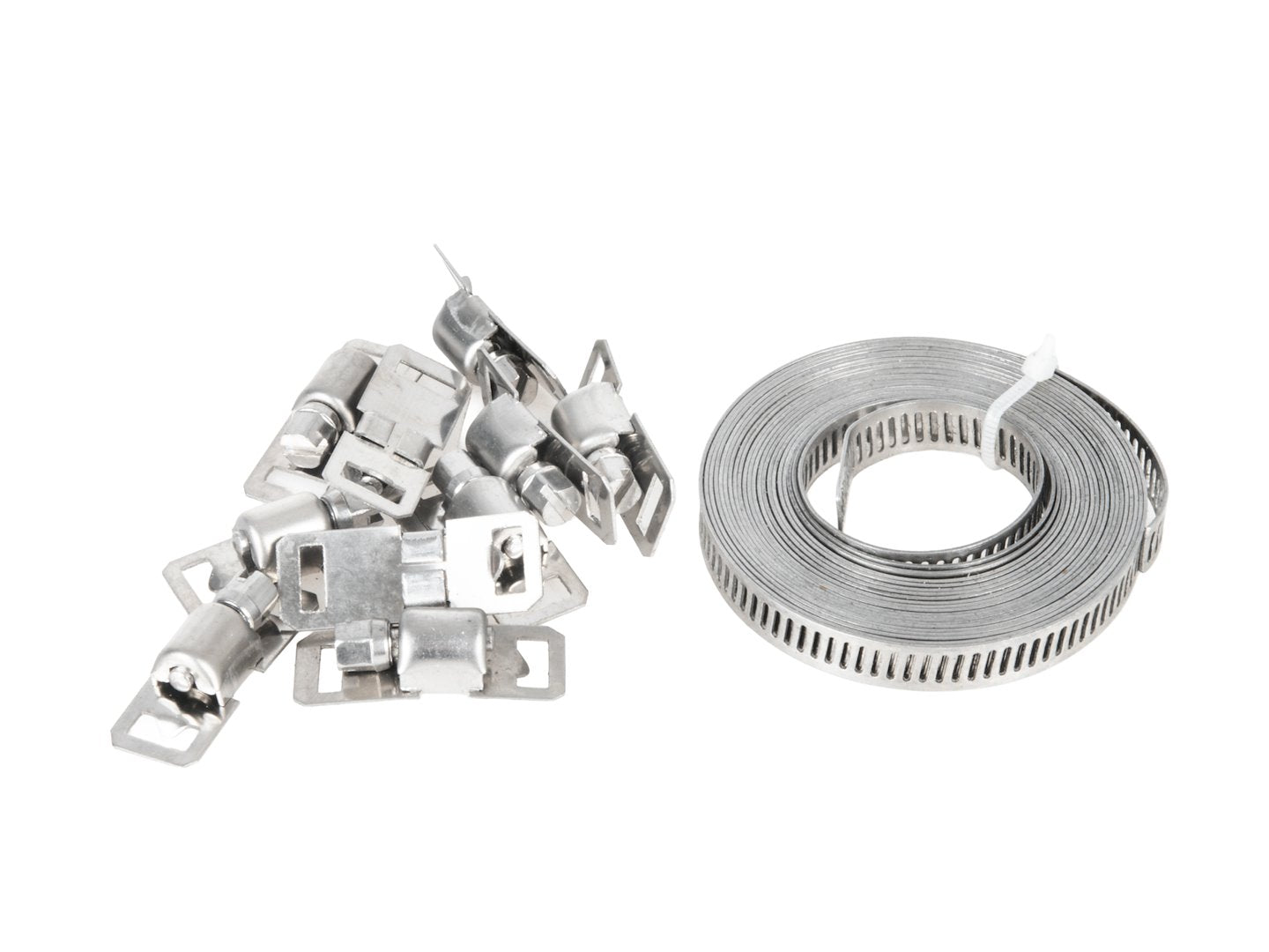 Set-kit 10 fascette stringitubo regolabili tubi ,per applicazioni tubature automobilistiche e meccaniche, collari in acciaio,  8 mm x 3m , con viti di fissaggio, Geko