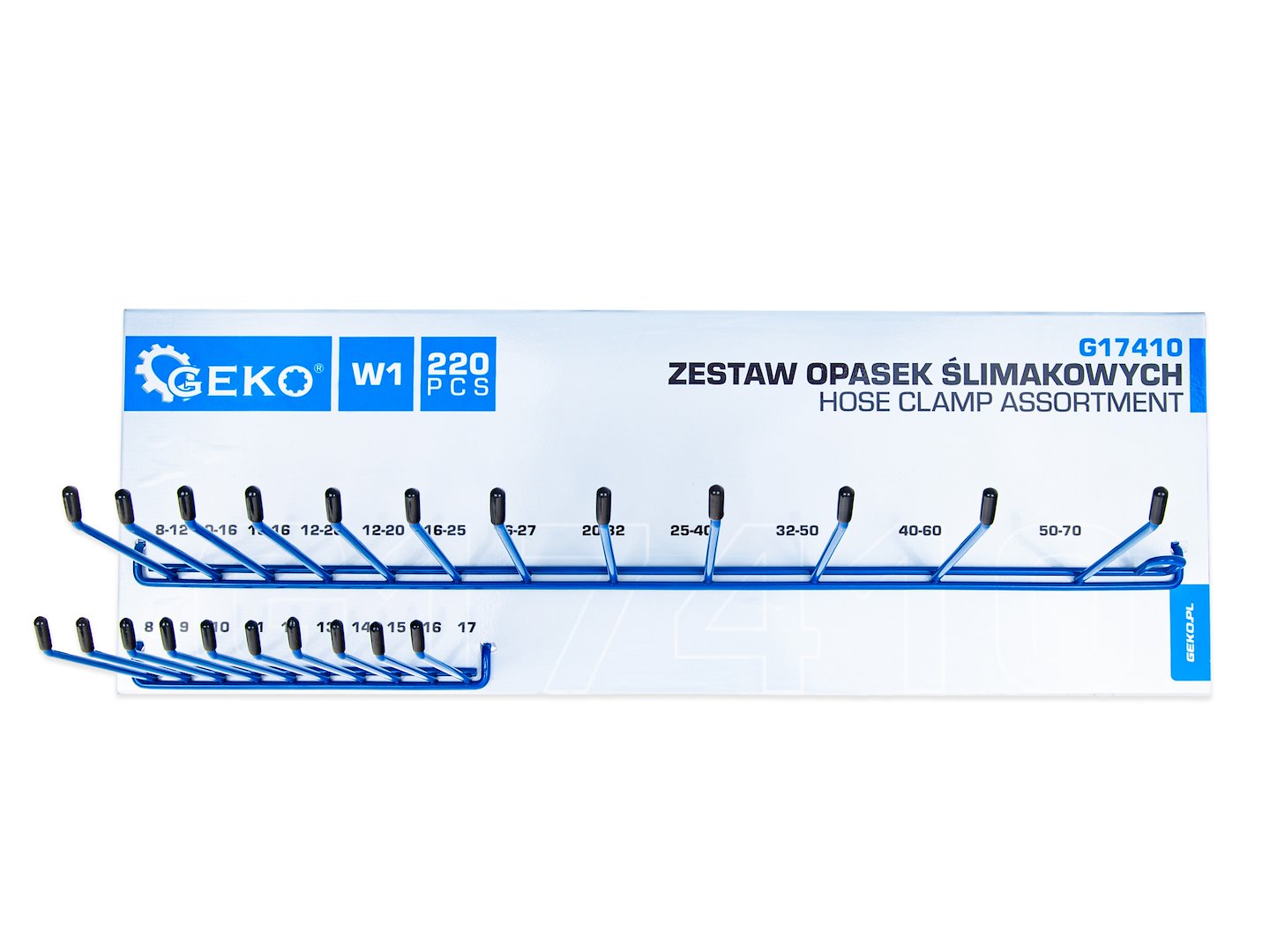 Set-kit 220 fascette metalliche per tubi da 25 a 70 mm per tubi e condotte, con supporto a parete