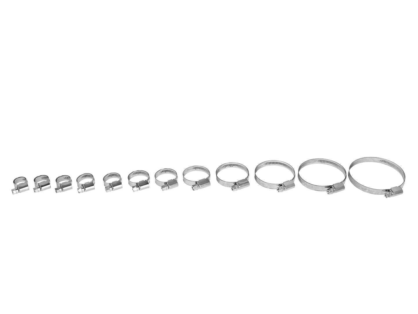 Set-kit 220 fascette metalliche per tubi da 25 a 70 mm per tubi e condotte, con supporto a parete
