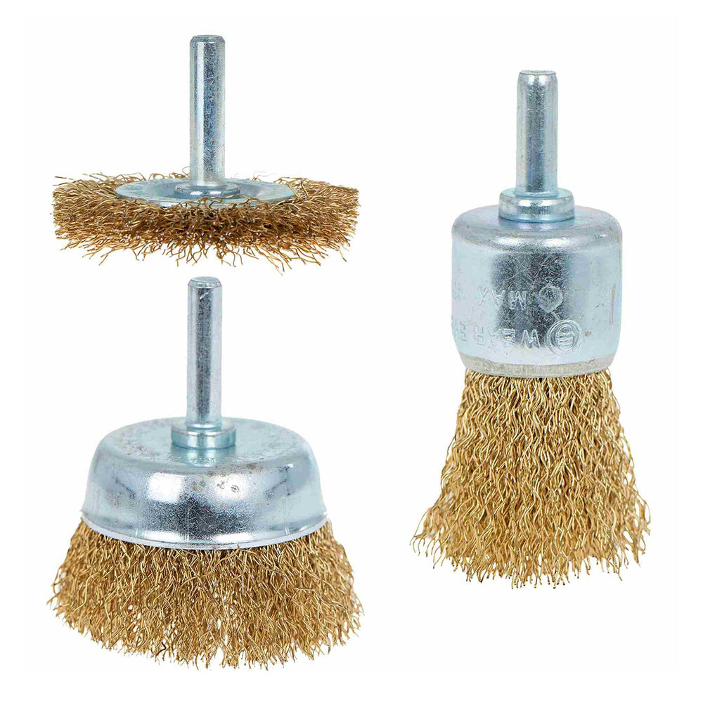 Set-kit 3 spazzole per trapano, metalliche ,cilindriche, abrasive per lucidatura, levigatura, per la pulizia e la rimozione dello sporco da diverse superfici, diametro 50 mm