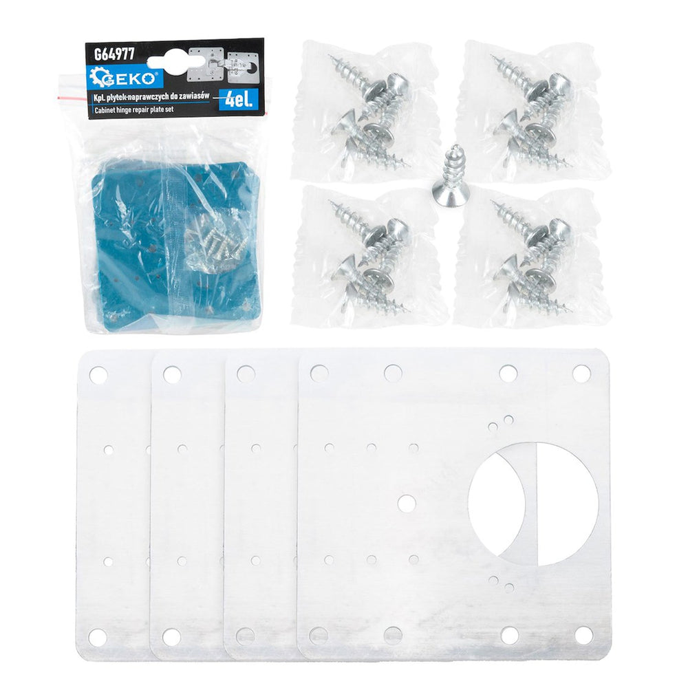 Set-kit 4 piastra di riparazione della cerniere, staffe per porte con viti ,porta dei mobili Geko