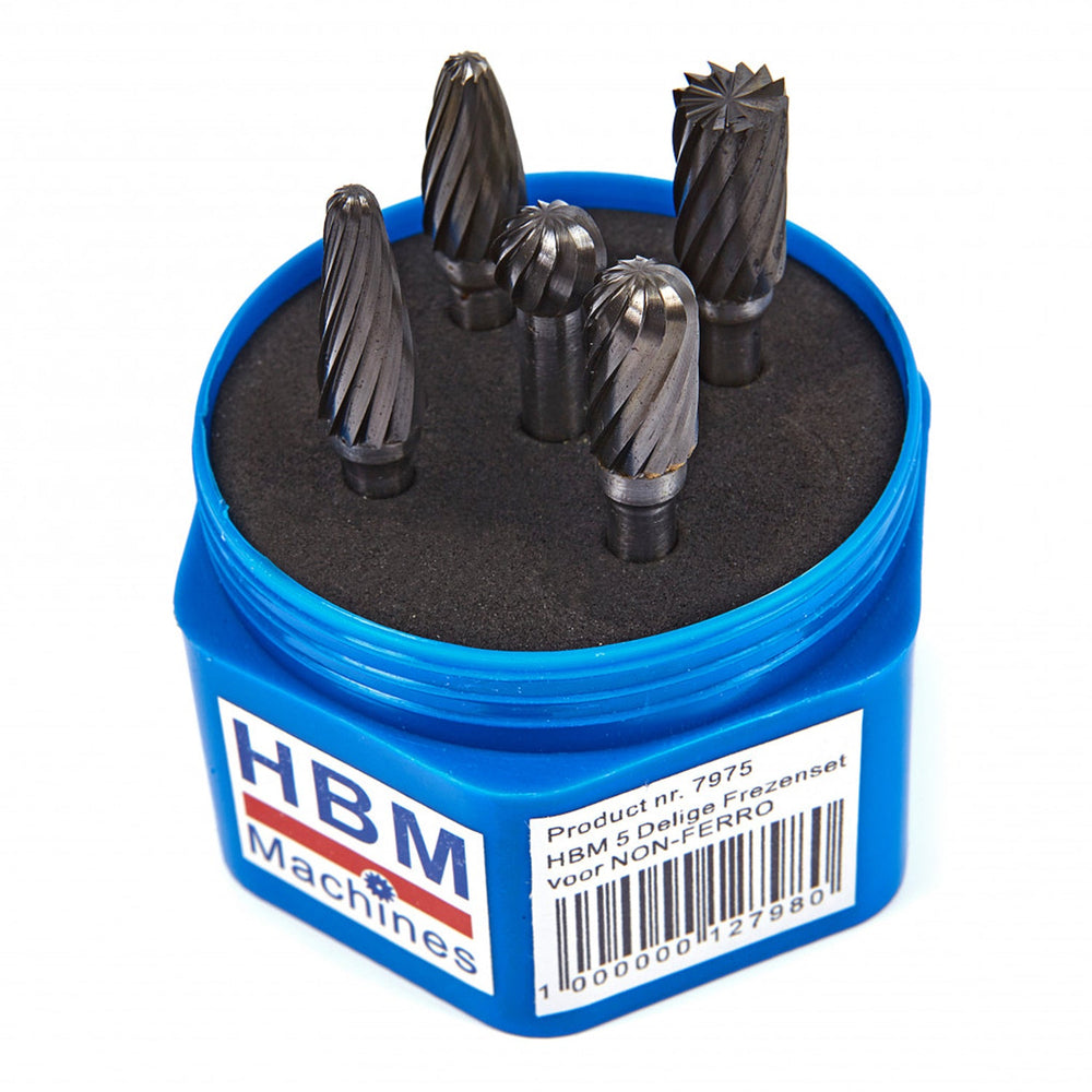 Set-kit 5 frese in carburo pieno, testa di affilatura per intaglio su legno, lucidatura metalli, incisione, foratura, Hbm