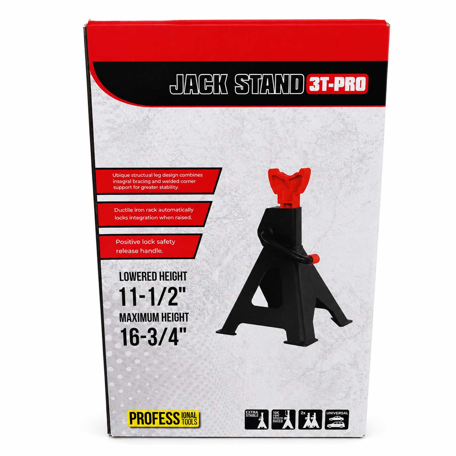 Set-kit cavalletti di supporto con portata di 3 tonnellate, incluso perno di bloccaggio, regolabili in altezza,288 mm-425 mm Gebo Tools