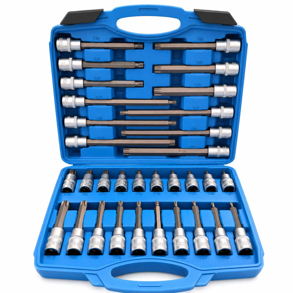 Set-kit chiavi a bussola con inserti Torx lunghi 1/2", 32 pezzi Gebo Tools