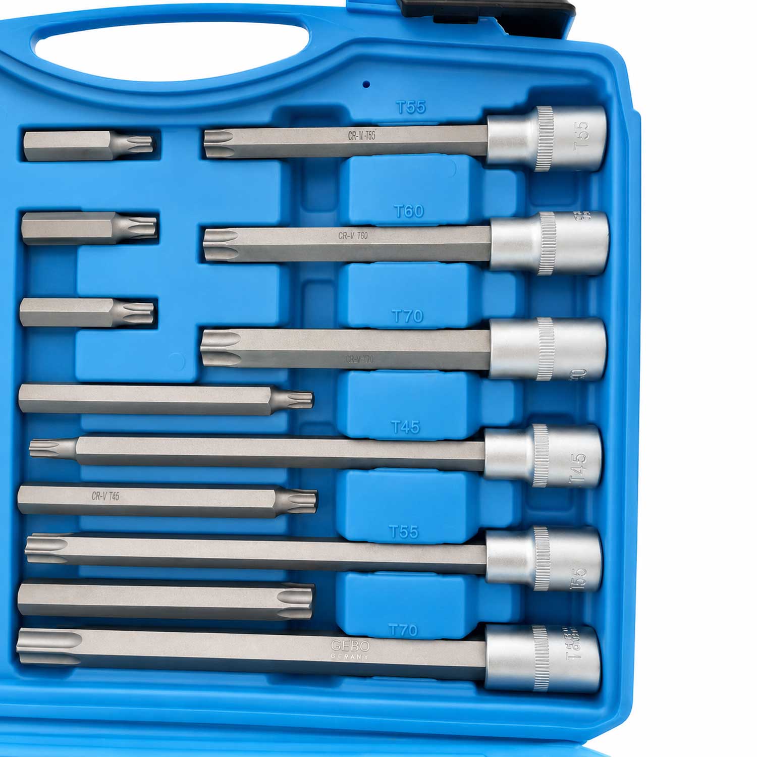 Set-kit chiavi a bussola con inserti Torx lunghi 1/2", 32 pezzi Gebo Tools