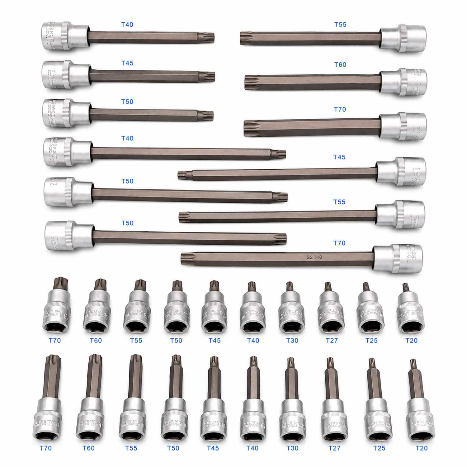 Set-kit chiavi a bussola con inserti Torx lunghi 1/2", 32 pezzi Gebo Tools