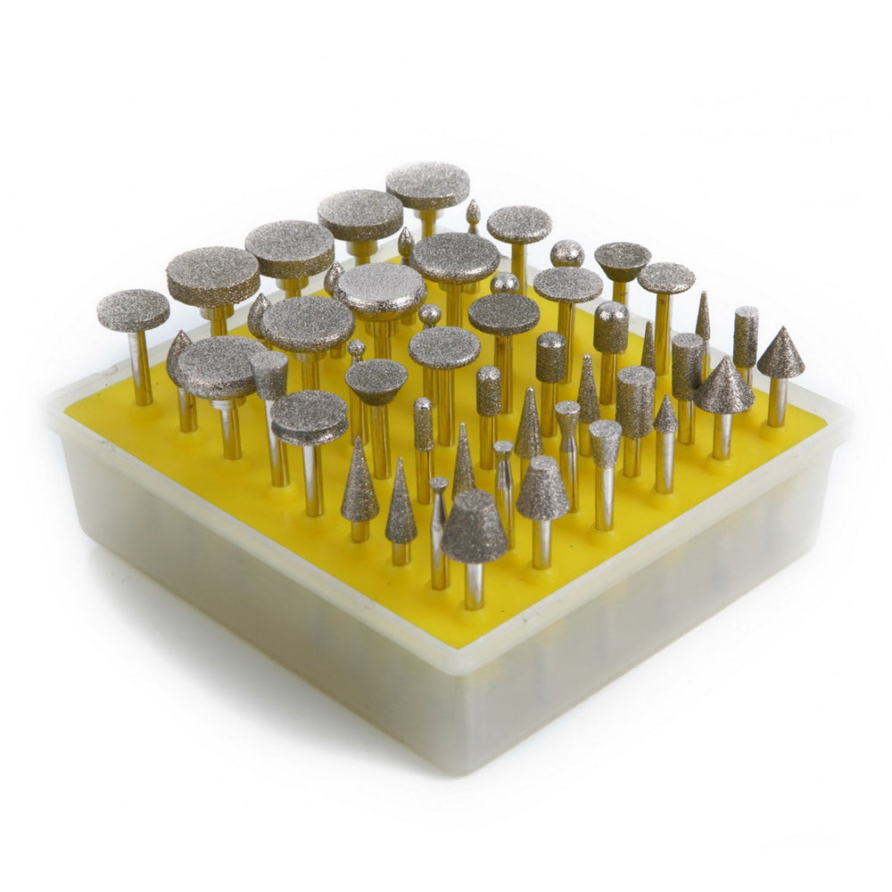 Set-kit di frese diamantate con gambo per intaglio fai da te,per pietra,rettifica, lucidatura metalli, incisione, molatura 50 pezzi