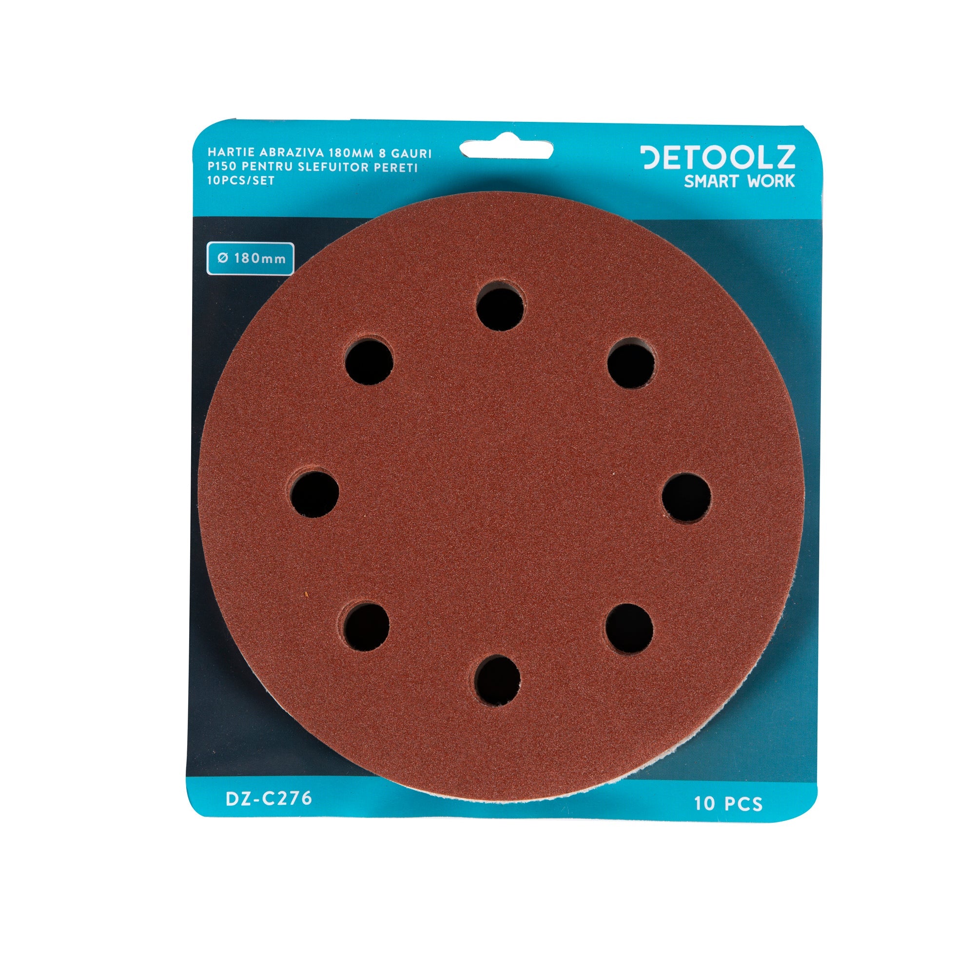 Set-kit dischi abrasivi professionali,8 fori, ø 180 mm, grana P150, per levigatrici, fogli, carta abrasiva, tamponi, 10 pezzi