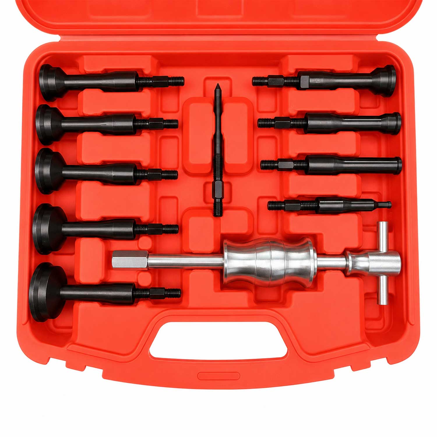 Set-kit estrattore boccole e cuscinetti interni, attrezzi per la rimozione con martello scorrevole, 8 - 58 mm, 17 pezzi Gebo Tools