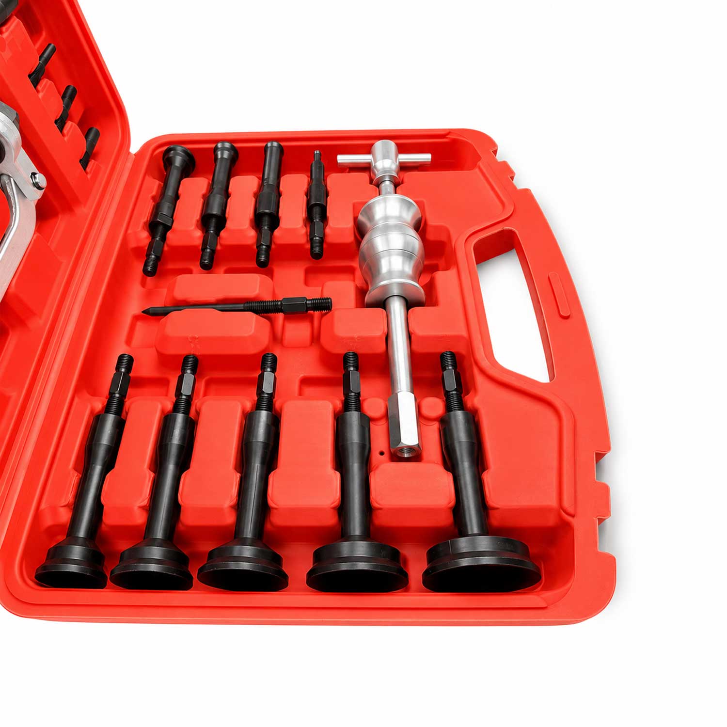 Set-kit estrattore boccole e cuscinetti interni, attrezzi per la rimozione con martello scorrevole, 8 - 58 mm, 17 pezzi Gebo Tools