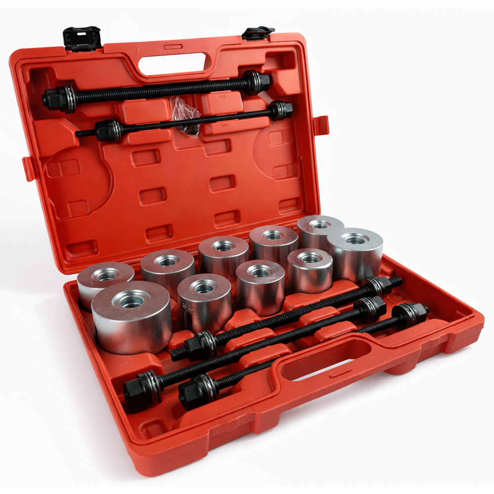 Set-kit estrattore silent block auto, 34–90 mm con manicotti universali  per rimozione sicura di cuscinetti e boccole Gebo Tools