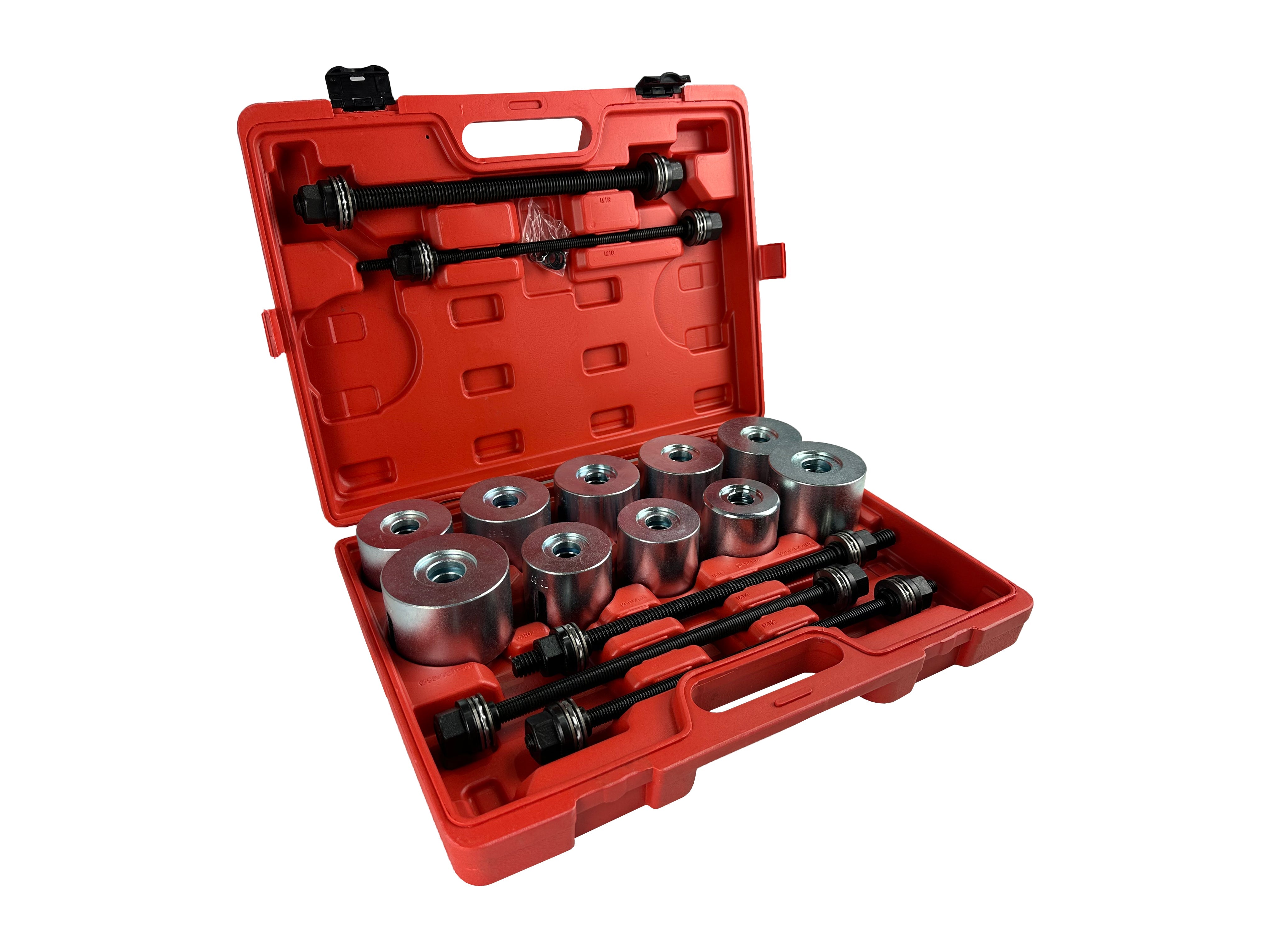 Set-kit estrattore silent block auto, 34–90 mm con manicotti universali  per rimozione sicura di cuscinetti e boccole Gebo Tools