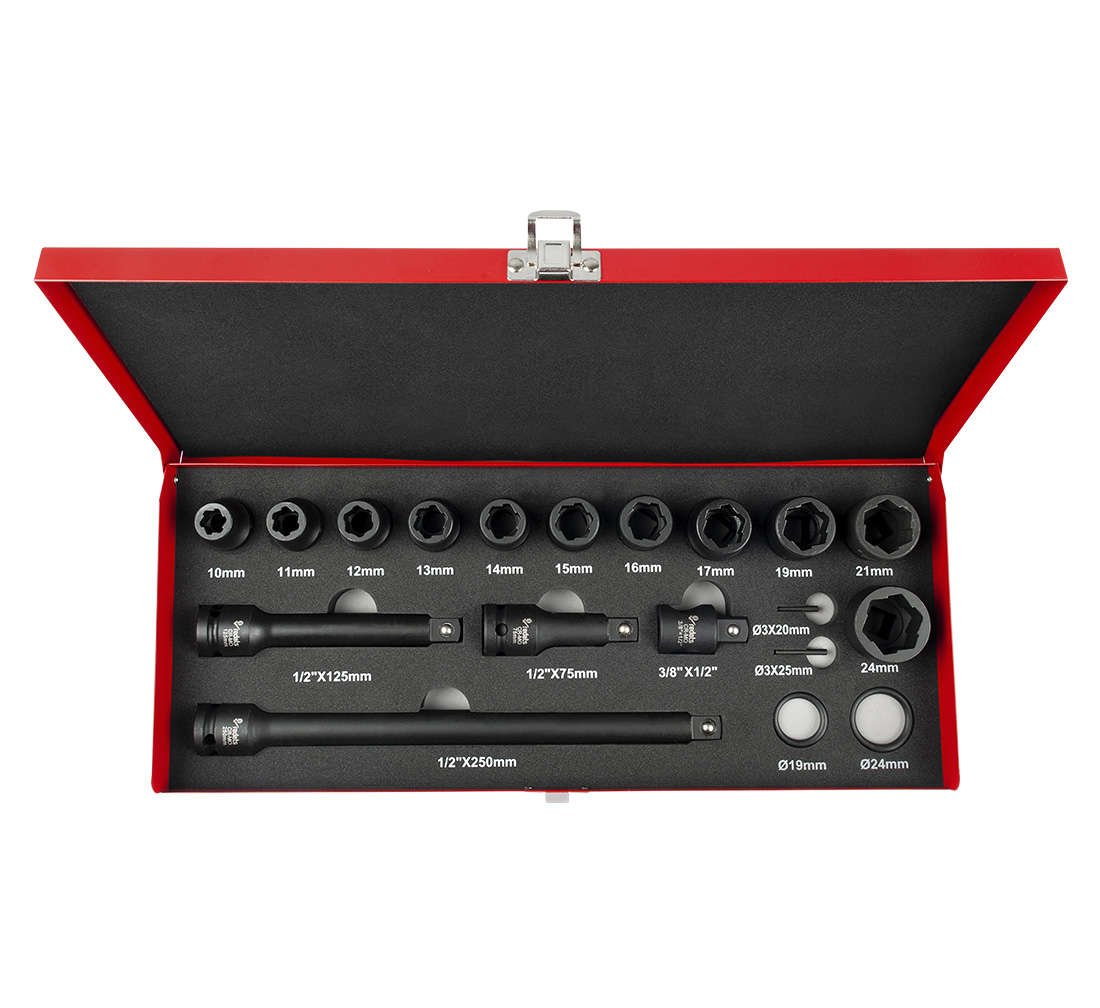 Set-kit estrattori per bulloni e prigionieri usurati 1/2" 19 pezzi, 19 pezzi