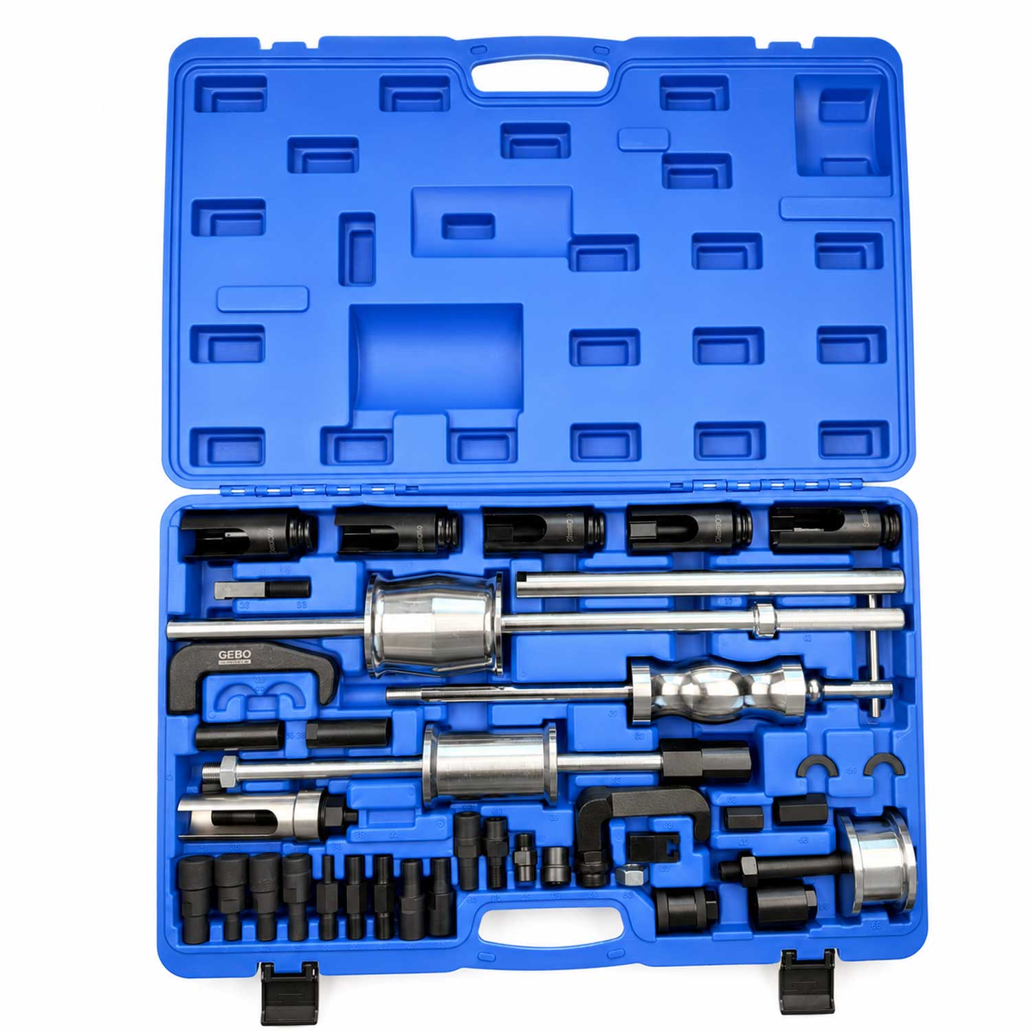 Set-kit estrattori per iniettori CDI con 3 martelli scorrevoli e adattatori 4 pezzi Gebo Tools