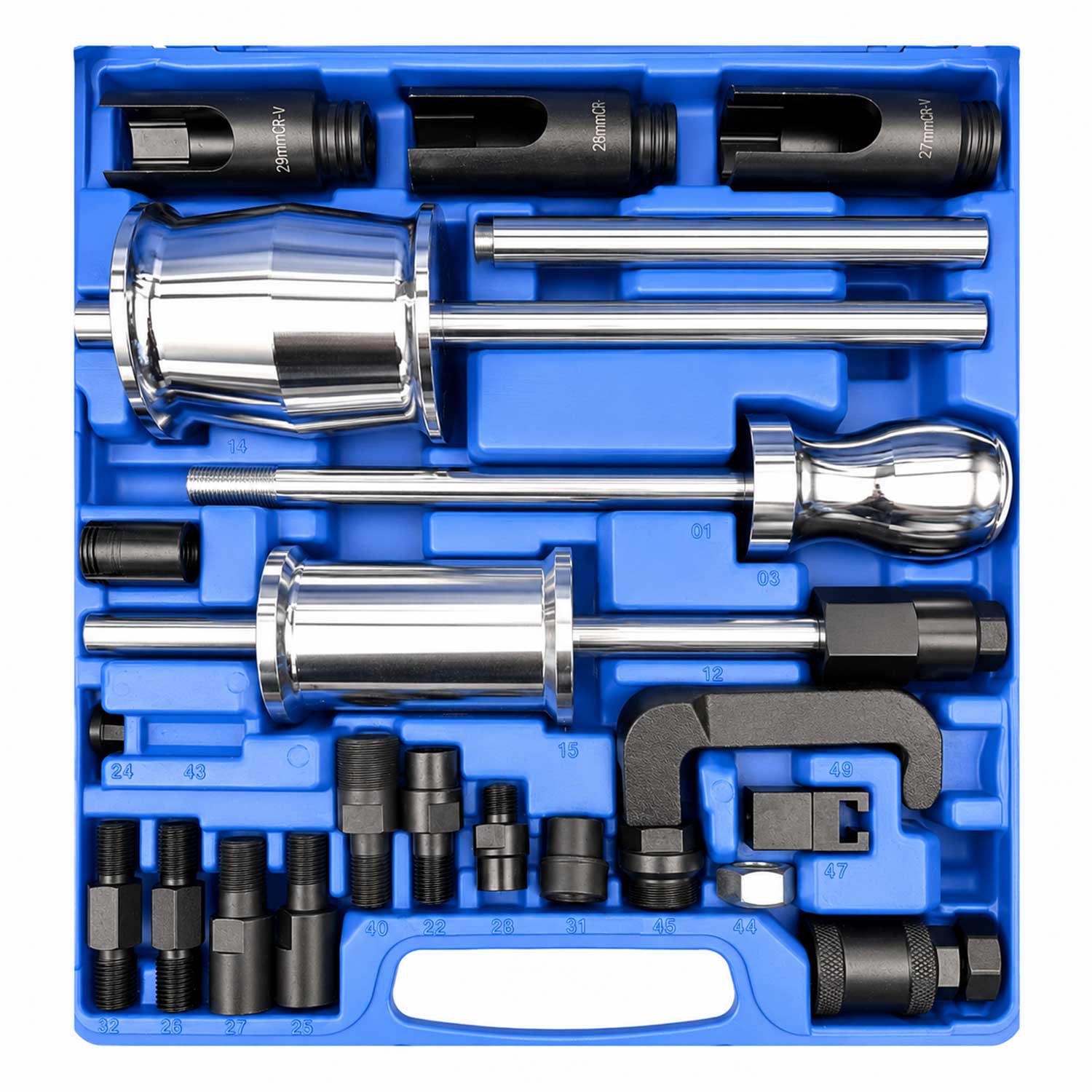 Set-kit estrattori per iniettori CDI con 3 martelli scorrevoli e adattatori 4 pezzi Gebo Tools