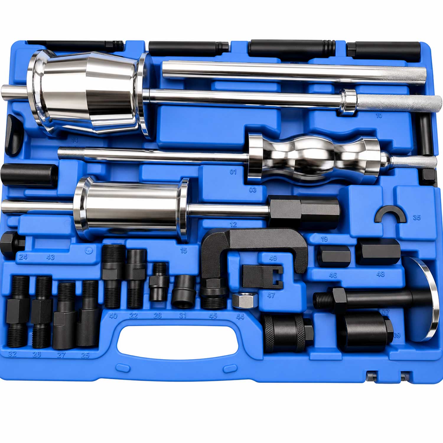 Set-kit estrattori per iniettori CDI con 3 martelli scorrevoli e adattatori 4 pezzi Gebo Tools