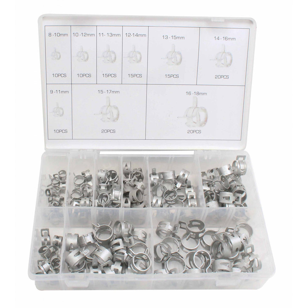 Set-kit fascette per tubi a molla, stringitubo, per carburante, assortimento morsetti per flessibili, 135 pezzi