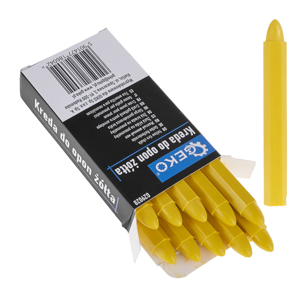 Set-kit gessi per pneumatici, giallo, marcatura, marcatore, gessetto, pennarello a gesso, 12 x 110 mm, 10 pezzi