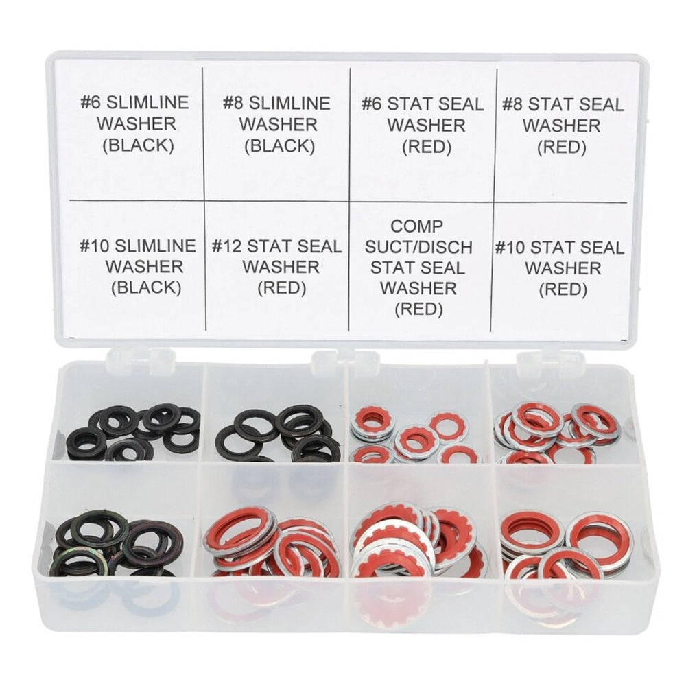 Set-kit guarnizioni aria condizionata, assortimento per auto A/C compressore e sanitari professionali ,per raccordi,guarnizione riparazione, 80 pezzi