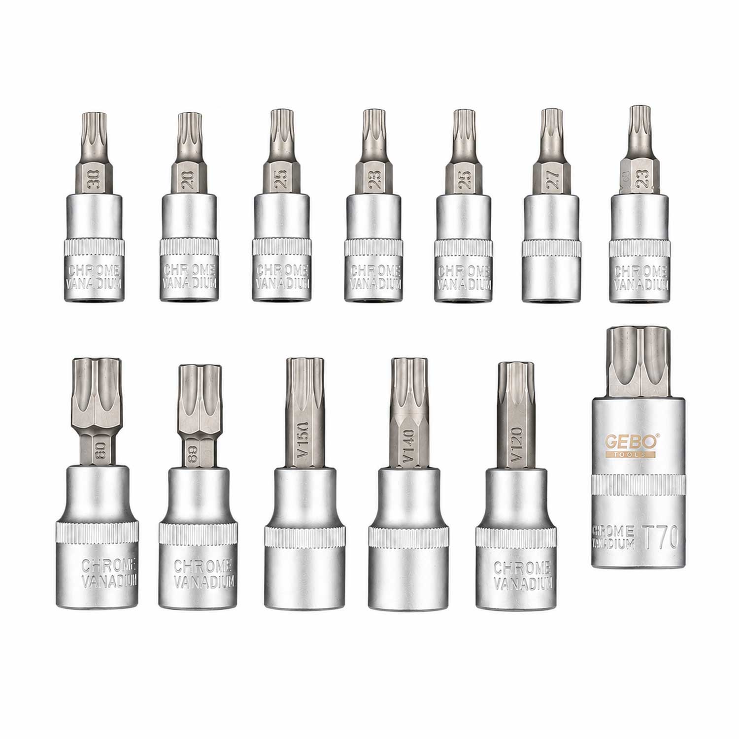 Set-kit inserti Torx ,profilo TS, TS8-TS60 ,12 pezzi Gebo Tools