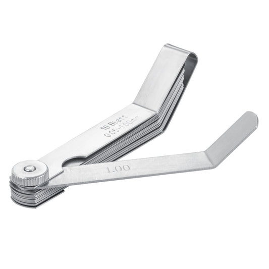 Set-kit lamelle spessimetriche,spessimetri, pieghevoli, 16 lame precisione, 0.05-1.00 mm Quatros