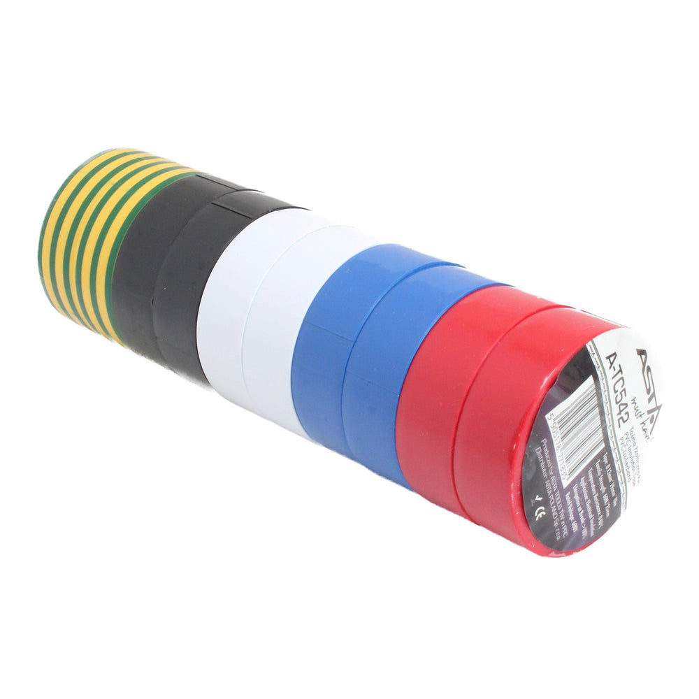 Set-kit nastri isolanti adesivi in pvc plastificato, 10 rotoli isolanti colorati , 19mm