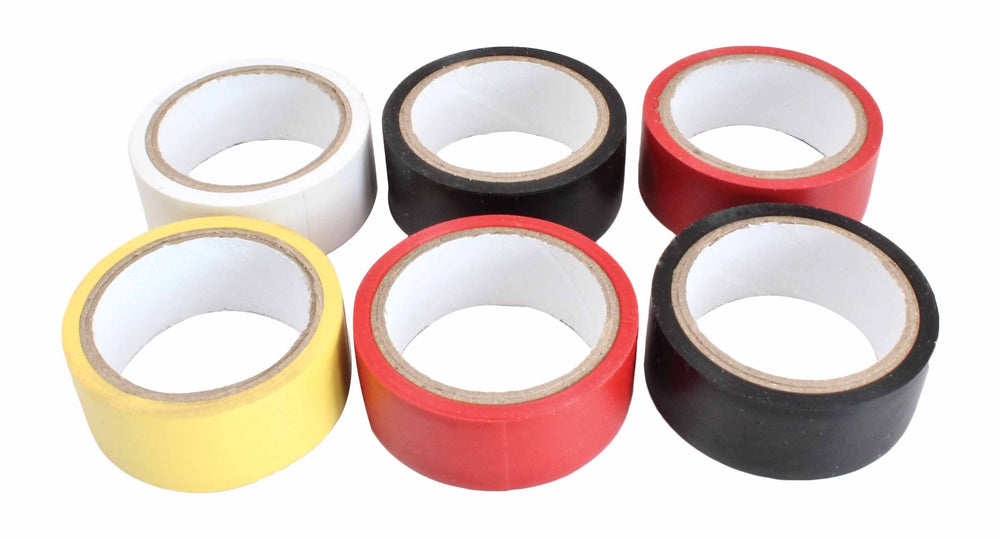 Set-kit nastri isolanti adesivi in pvc plastificato, 6 rotoli isolanti a 4 colori, 19mmx5m
