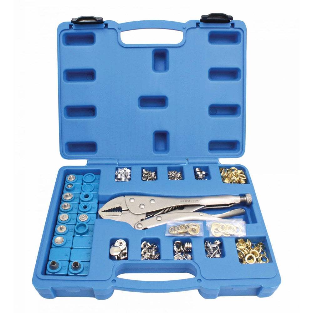 Set-kit pinze per bottoni a pressione, funzione di punzonatura, strumento pulsante a scatto con setter regolabile 275 pezzi Satra