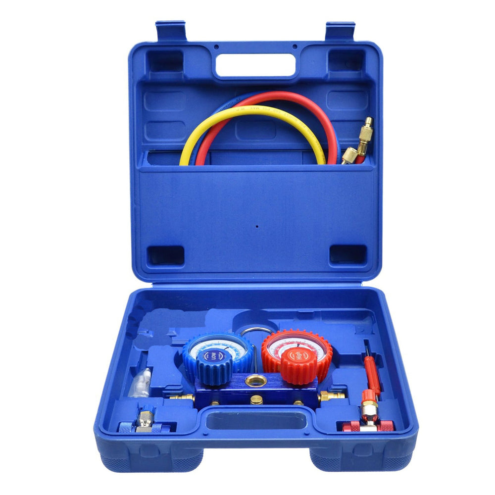 Set-kit pompa vuoto per condizionatori con 2 manometri, ricarica aria condizionata per refrigeranti,strumenti per diagnosi gas condizionatori di aria per auto
