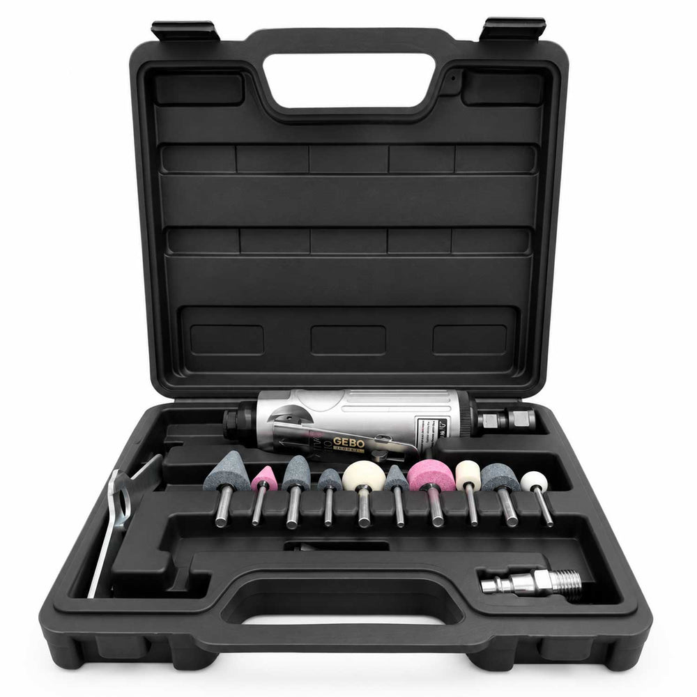 Set-kit smerigliatrice pneumatica dritta con accessori Gebo Tools