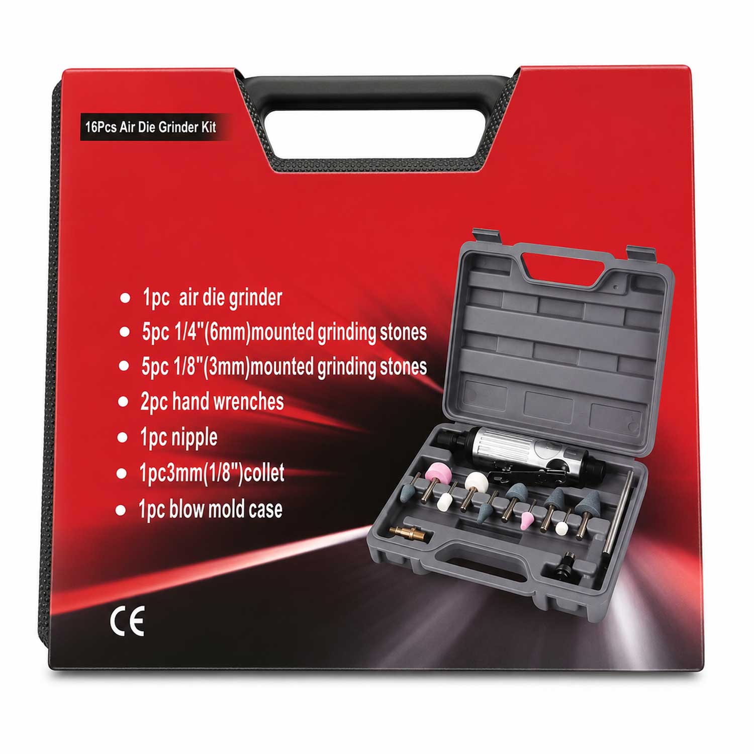 Set-kit smerigliatrice pneumatica dritta con accessori Gebo Tools