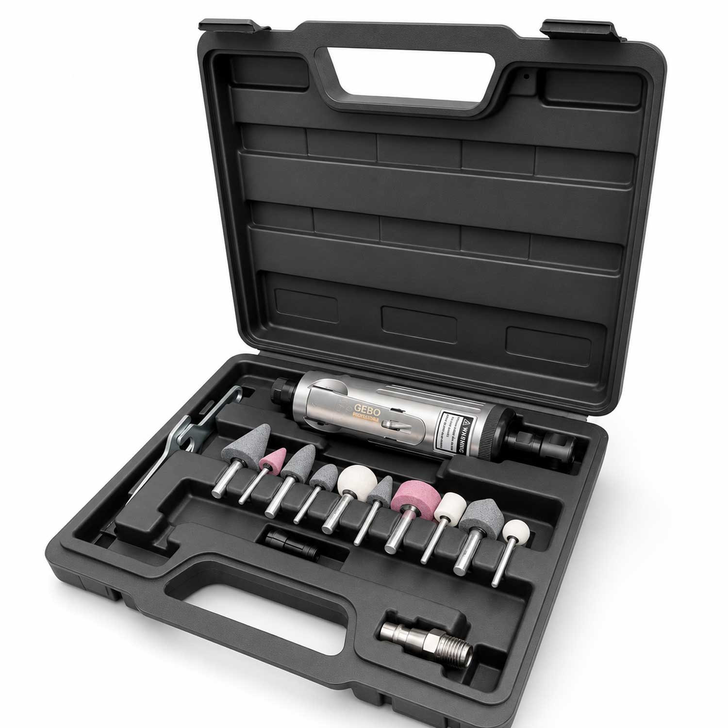 Set-kit smerigliatrice pneumatica dritta con accessori Gebo Tools