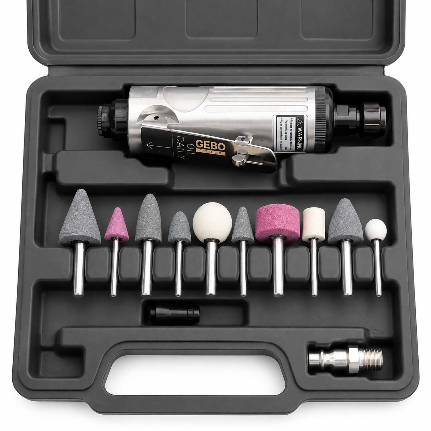 Set-kit smerigliatrice pneumatica dritta con accessori Gebo Tools