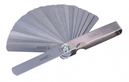 Set-kit spessimetri lame acciaio, per misurare larghezza spessore dimensioni, per la misurazione e la regolazione della distanza tra gli elettrodi delle candele,25 pezzi 0, 04–1 mm