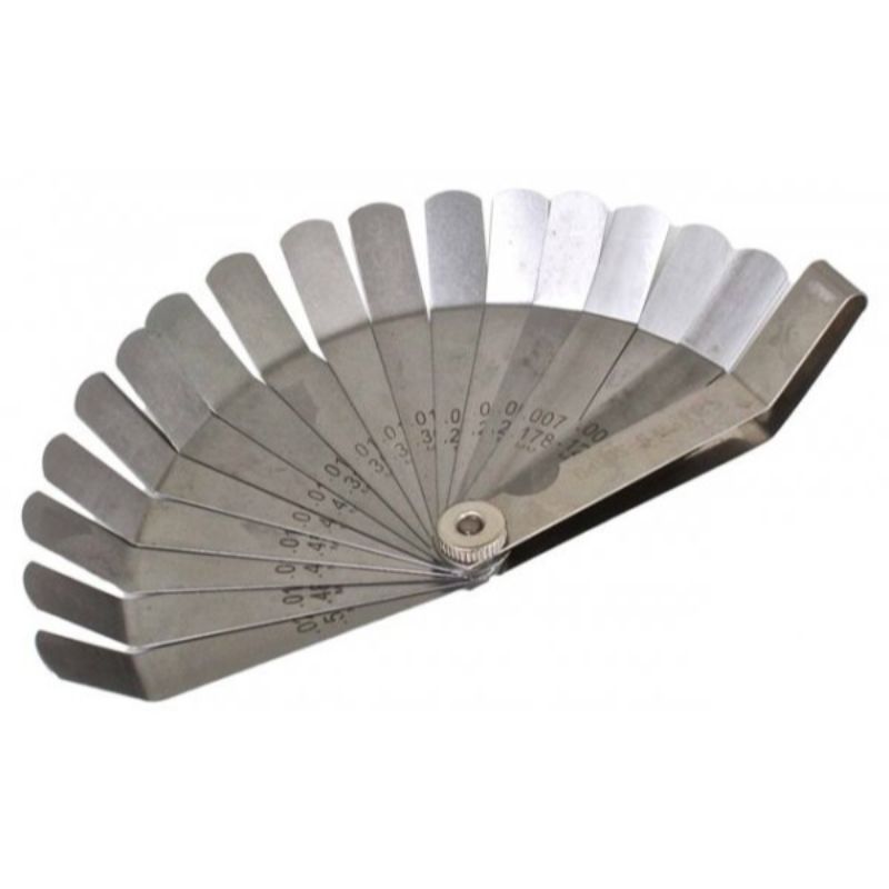 Set-kit spessimetri lame acciaio, pieghevole, per misurare larghezza spessore dimensioni, per la regolazione delle valvole su motociclette, tosaerba, automobili e camion.16 pezzi 0.005–0.020 inch