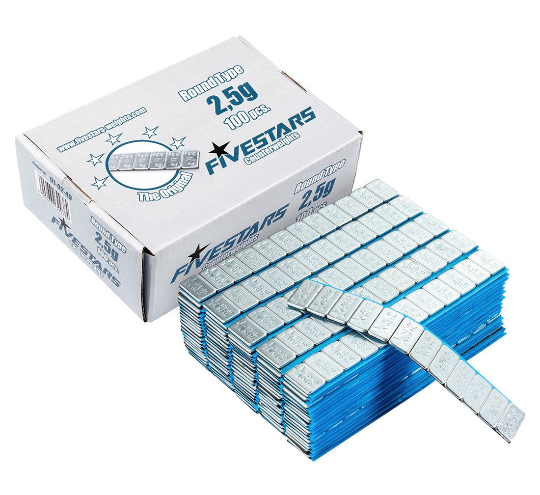 Set-kit striscia adesiva pesi equilibratura, contrappesi adesivi per cerchioni auto, di bilanciatura,auto furgoni e SUV, 2, 5 grammi 100 strisce 12 pezzi/striscia 3 kg
