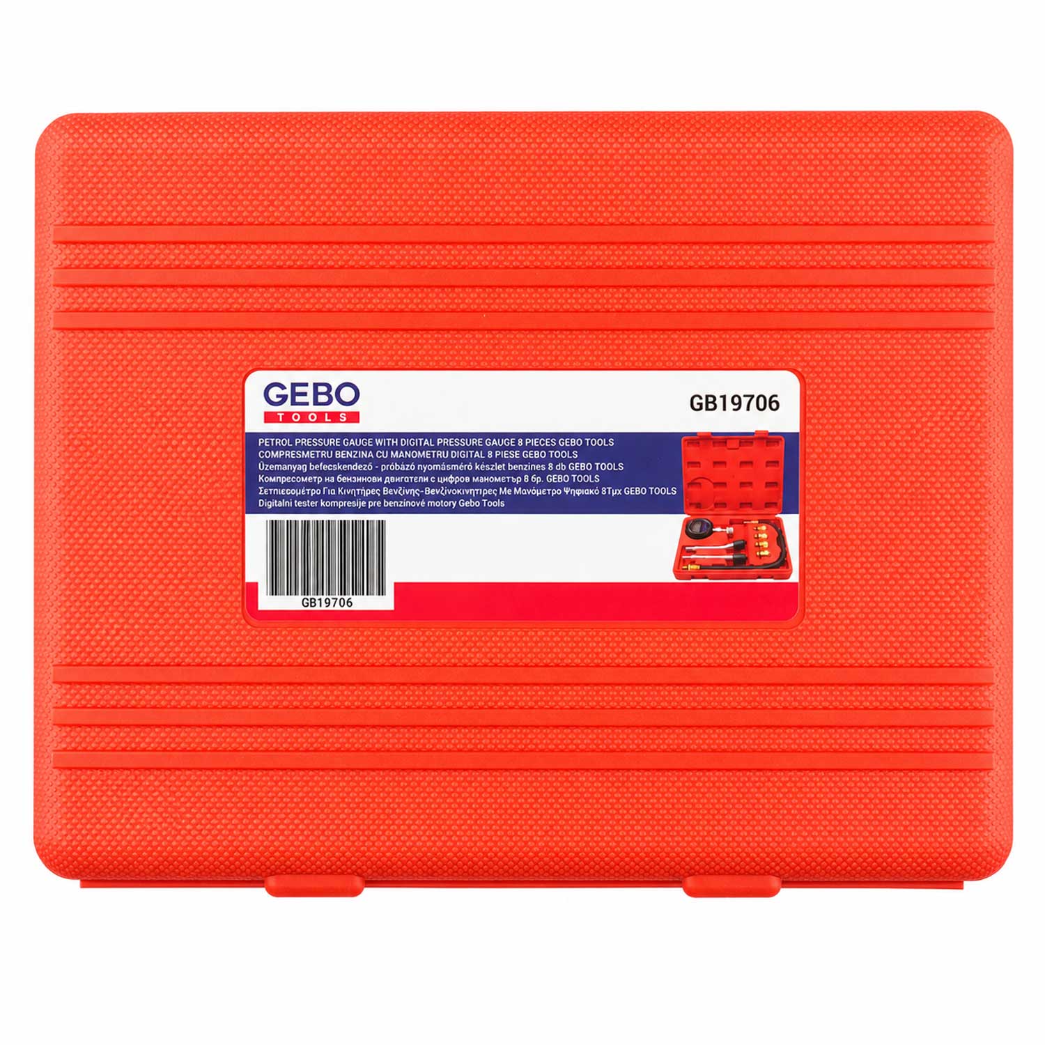 Set-kit tester compressione per motori a benzina e a gas, per auto e camion, con manometro digitale,8 pezzi Gebo Tools