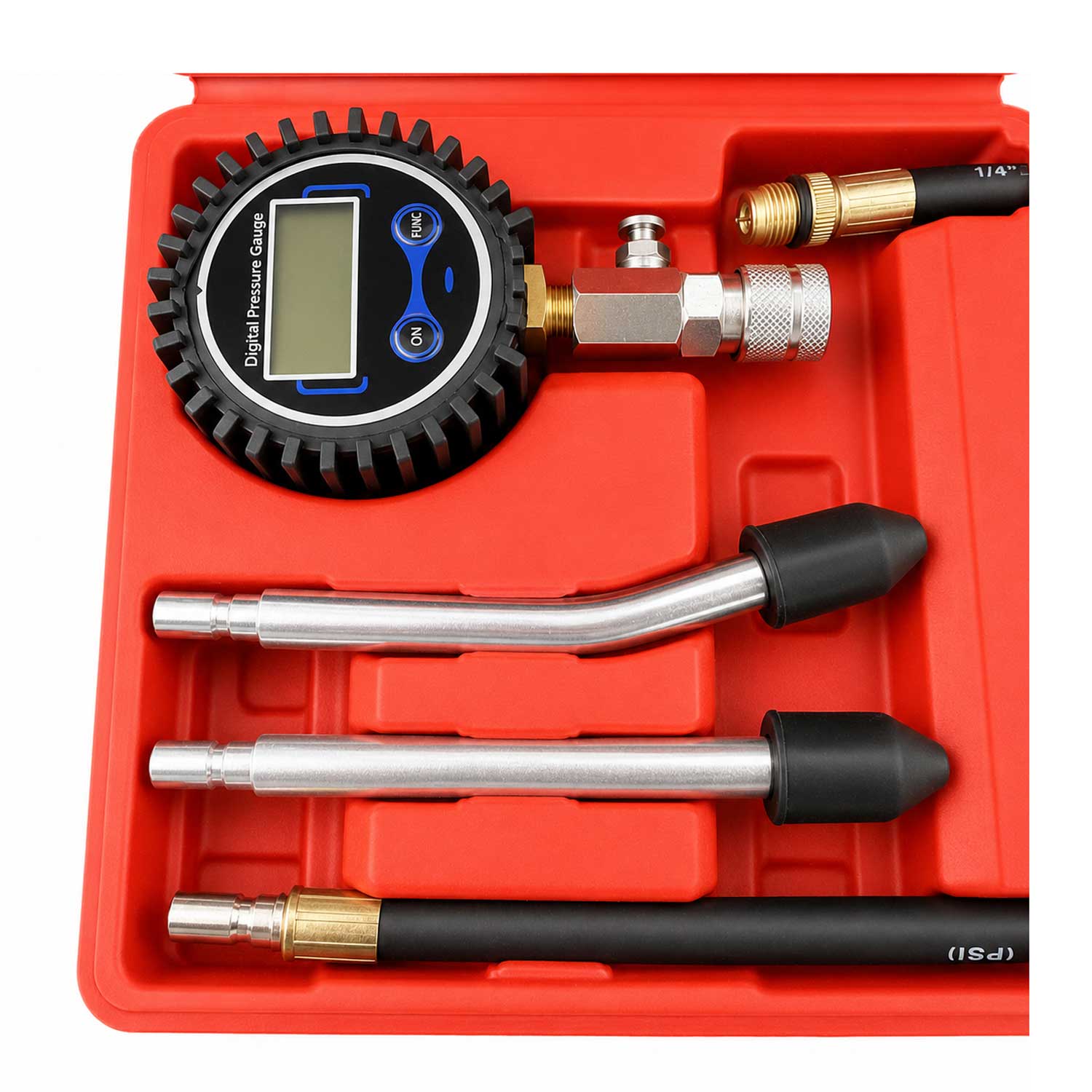 Set-kit tester compressione per motori a benzina e a gas, per auto e camion, con manometro digitale,8 pezzi Gebo Tools