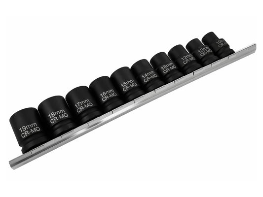 Set 10 bussole a impatto corte bi-esagonali 1/2''