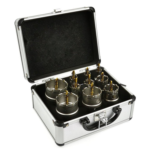 Set-kit 10 seghe a tazza-fresa-corona TCT con punta pilota in carburo di tungsteno,16 - 53 mm, per metallo, acciaio, ferro, legno, plastica, ghisa, metalli non ferrosi, per incisione, per carotaggio, Geko