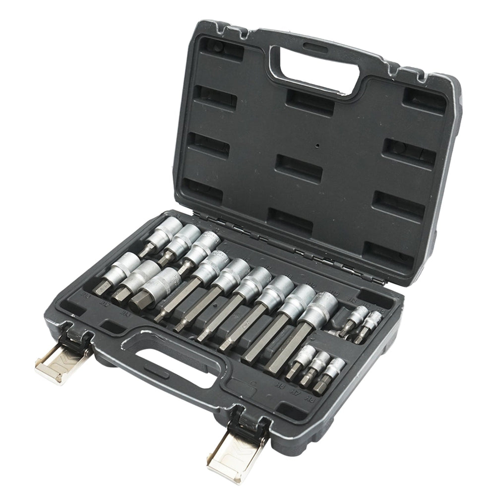 Set 18 pezzi bussole inserti esagonali esagonale attacco 1/2" 1/4", corte lunghe