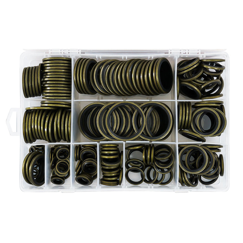 Set-kit 240 guarnizioni O-ring in metallo e gomma M6-M30, assortitimento universale per rubinetti automobilistici, collegamenti aria o gas, guarnizione resistente all'olio e al calore, rondelle motore Verke
