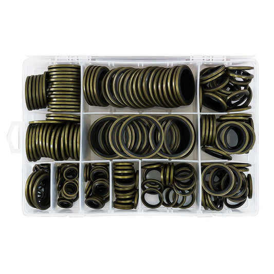 Set-kit 240 guarnizioni O-ring in metallo e gomma M6-M30, assortitimento universale per rubinetti automobilistici, collegamenti aria o gas, guarnizione resistente all'olio e al calore, rondelle motore Verke